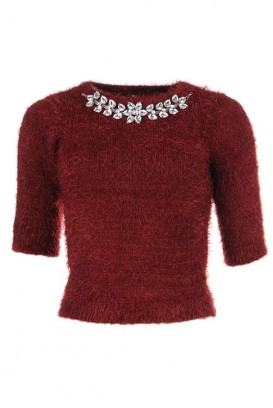 Pūkuotas Crystal megztinis